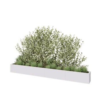 Jardinière XXL en acier - Rectangle - 400 x 30 x 40 cm - RAL9010 mat (blanc) - Sanc plaque de fond