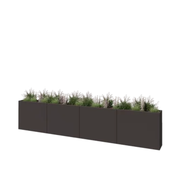 Jardinière XXL en acier - Rectangle - 400 x 30 x 80 cm - RAL7016 mat (gris anthracite) - Sanc plaque de fond