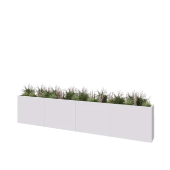 Jardinière XXL en acier - Rectangle - 400 x 30 x 80 cm - RAL9010 mat (blanc) - Avec plaque de fond