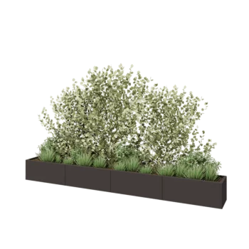 Jardinière XXL en acier - Rectangle - 400 x 40 x 40 cm - RAL7016 mat (gris anthracite) - Avec plaque de fond