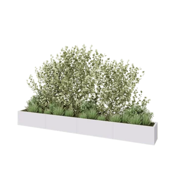Jardinière XXL en acier - Rectangle - 400 x 40 x 40 cm - RAL9010 mat (blanc) - Sanc plaque de fond