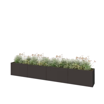 Jardinière XXL en acier - Rectangle - 400 x 40 x 60 cm - Autre couleur RAL - Sanc plaque de fond