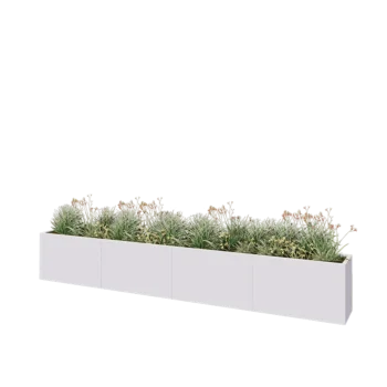 Jardinière XXL en acier - Rectangle - 400 x 40 x 60 cm - RAL9010 mat (blanc) - Sanc plaque de fond