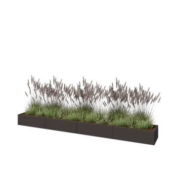 Jardinière XXL en acier - Rectangle - 400 x 50 x 30 cm - RAL7016 mat (gris anthracite) - Sanc plaque de fond