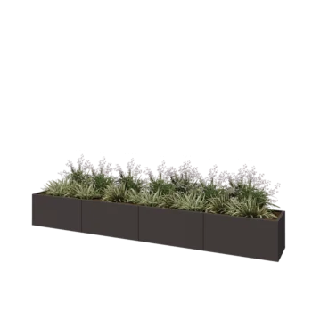 Jardinière XXL en acier - Rectangle - 400 x 50 x 50 cm - RAL7016 mat (gris anthracite) - Sanc plaque de fond