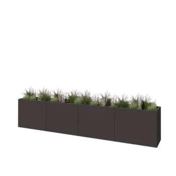 Jardinière XXL en acier - Rectangle - 400 x 50 x 80 cm - RAL7016 mat (gris anthracite) - Sanc plaque de fond