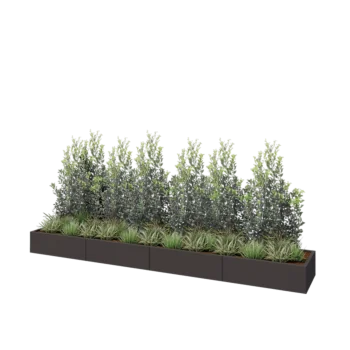 Jardinière XXL en acier - Rectangle - 400 x 60 x 30 cm - RAL7016 mat (gris anthracite) - Avec plaque de fond