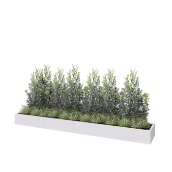 Jardinière XXL en acier - Rectangle - 400 x 60 x 30 cm - RAL9010 mat (blanc) - Avec plaque de fond