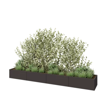 Jardinière XXL en acier - Rectangle - 400 x 60 x 40 cm - Autre couleur RAL - Sanc plaque de fond