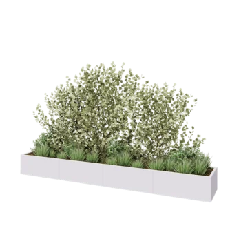 Jardinière XXL en acier - Rectangle - 400 x 60 x 40 cm - RAL9010 mat (blanc) - Sanc plaque de fond