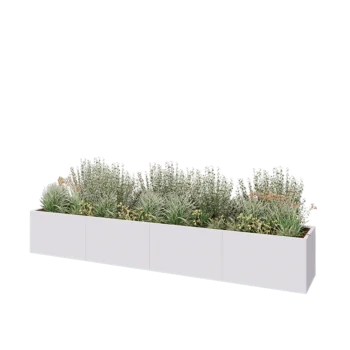 Jardinière XXL en acier - Rectangle - 400 x 60 x 60 cm - RAL9010 mat (blanc) - Sanc plaque de fond