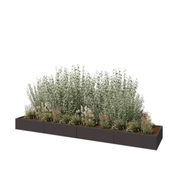 Jardinière XXL en acier - Rectangle - 400 x 80 x 30 cm - Autre couleur RAL - Sanc plaque de fond