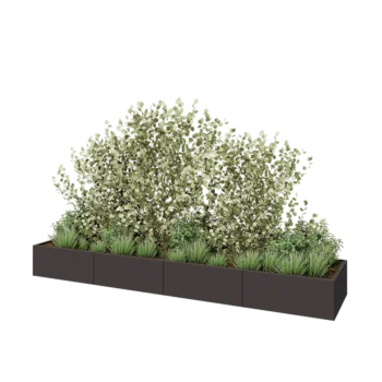 Jardinière XXL en acier - Rectangle - 400 x 80 x 40 cm - Autre couleur RAL - Sanc plaque de fond