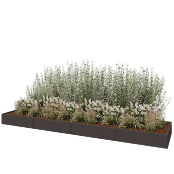 Jardinière XXL en acier - Rectangle - 480 x 100 x 30 cm - Autre couleur RAL - Avec plaque de fond