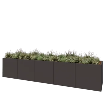 Jardinière XXL en acier - Rectangle - 500 x 100 x 100 cm - RAL7016 mat (gris anthracite) - Avec plaque de fond