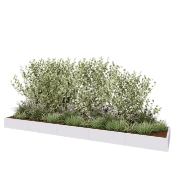Jardinière XXL en acier - Rectangle - 500 x 100 x 30 cm - RAL9010 mat (blanc) - Avec plaque de fond