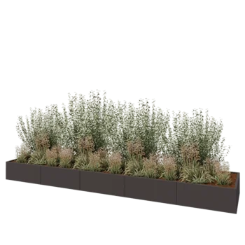 Jardinière XXL en acier - Rectangle - 500 x 100 x 40 cm - RAL7016 mat (gris anthracite) - Sanc plaque de fond
