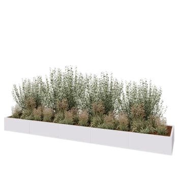 Jardinière XXL en acier - Rectangle - 500 x 100 x 40 cm - RAL9010 mat (blanc) - Avec plaque de fond