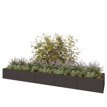 Jardinière XXL en acier - Rectangle - 500 x 100 x 50 cm - RAL7016 mat (gris anthracite) - Sanc plaque de fond