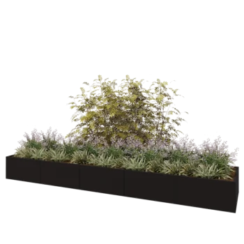 Jardinière XXL en acier - Rectangle - 500 x 100 x 50 cm - RAL9005 mat (noir) - Sanc plaque de fond