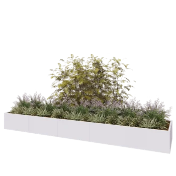 Jardinière XXL en acier - Rectangle - 500 x 100 x 50 cm - RAL9010 mat (blanc) - Avec plaque de fond