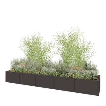 Jardinière XXL en acier - Rectangle - 500 x 100 x 60 cm - Autre couleur RAL - Sanc plaque de fond