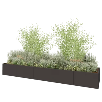 Jardinière XXL en acier - Rectangle - 500 x 100 x 60 cm - RAL7016 mat (gris anthracite) - Avec plaque de fond