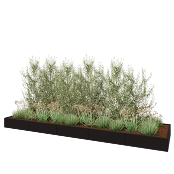 Jardinière XXL en acier - Rectangle - 500 x 120 x 30 cm - RAL9005 mat (noir) - Avec plaque de fond