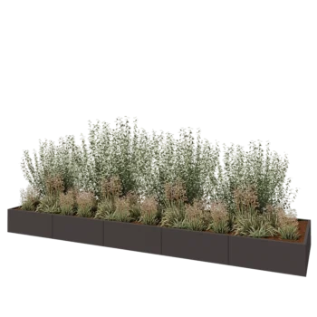 Jardinière XXL en acier - Rectangle - 500 x 120 x 40 cm - RAL7016 mat (gris anthracite) - Sanc plaque de fond