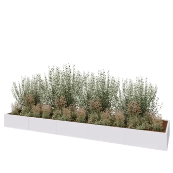 Jardinière XXL en acier - Rectangle - 500 x 120 x 40 cm - RAL9010 mat (blanc) - Sanc plaque de fond