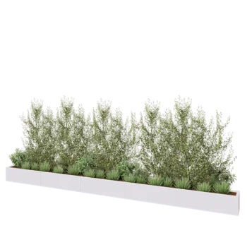 Jardinière XXL en acier - Rectangle - 500 x 30 x 30 cm - RAL9010 mat (blanc) - Sanc plaque de fond