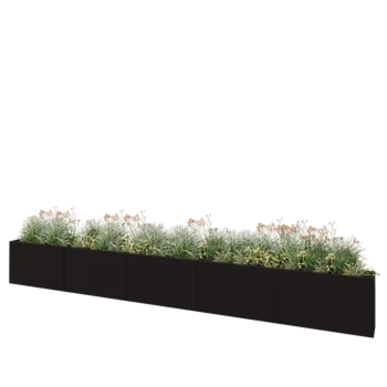 Jardinière XXL en acier - Rectangle - 500 x 30 x 60 cm - RAL9005 mat (noir) - Sanc plaque de fond