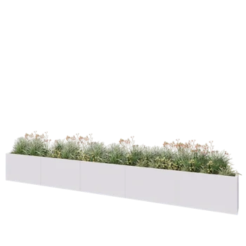 Jardinière XXL en acier - Rectangle - 500 x 30 x 60 cm - RAL9010 mat (blanc) - Sanc plaque de fond