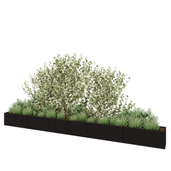 Jardinière XXL en acier - Rectangle - 500 x 40 x 40 cm - RAL9005 mat (noir) - Avec plaque de fond