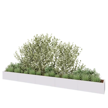 Jardinière XXL en acier - Rectangle - 500 x 50 x 40 cm - RAL9010 mat (blanc) - Avec plaque de fond
