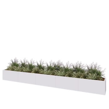 Jardinière XXL en acier - Rectangle - 500 x 50 x 50 cm - RAL9010 mat (blanc) - Sanc plaque de fond
