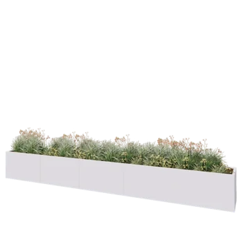 Jardinière XXL en acier - Rectangle - 500 x 50 x 60 cm - RAL9010 mat (blanc) - Sanc plaque de fond