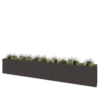 Jardinière XXL en acier - Rectangle - 500 x 50 x 80 cm - RAL7016 mat (gris anthracite) - Avec plaque de fond