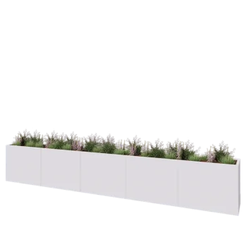 Jardinière XXL en acier - Rectangle - 500 x 50 x 80 cm - RAL9010 mat (blanc) - Avec plaque de fond
