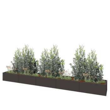 Jardinière XXL en acier - Rectangle - 500 x 60 x 40 cm - RAL7016 mat (gris anthracite) - Sanc plaque de fond