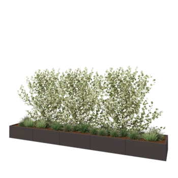 Jardinière XXL en acier - Rectangle - 500 x 80 x 40 cm - Autre couleur RAL - Avec plaque de fond