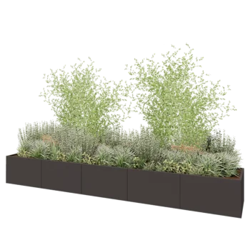 Jardinière XXL en acier - Rectangle - 500 x 80 x 60 cm - RAL7016 mat (gris anthracite) - Avec plaque de fond