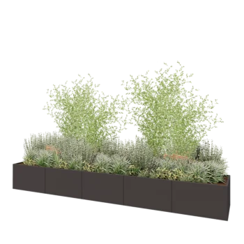 Jardinière XXL en acier - Rectangle - 500 x 80 x 60 cm - Autre couleur RAL - Avec plaque de fond