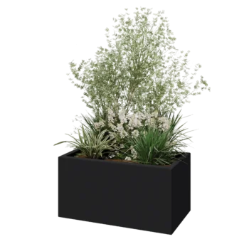 Jardinière en polyester - Rectangle - 80 x 40 x 40 cm - RAL7021 mat (gris noir) - Avec fond