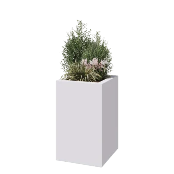 Jardinière en polyester - Carré - 50 x 50 x 80 cm - RAL9010 mat (blanc) - Avec fond