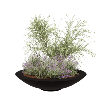 Jardinière en polyester - Coupe - Ø 153 x 34 cm - RAL9005 mat (noir) - Avec fond