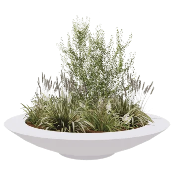 Jardinière en polyester - Coupe - Ø 200 x 40 cm - RAL9010 mat (blanc) - Avec fond