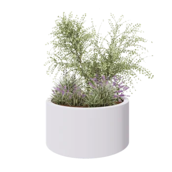 Jardinière en polyester - Rond - Ø 120 x 60 cm - RAL9010 mat (blanc) - Avec fond