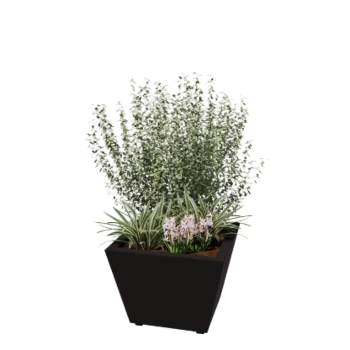 Jardinière en acier - Cône - 60 x 60 x 41,5 cm - Soudé - RAL9005 mat (noir) - Avec plaque de fond