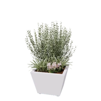 Jardinière en acier - Cône - 60 x 60 x 41,5 cm - Soudé - RAL9010 mat (blanc) - Avec plaque de fond